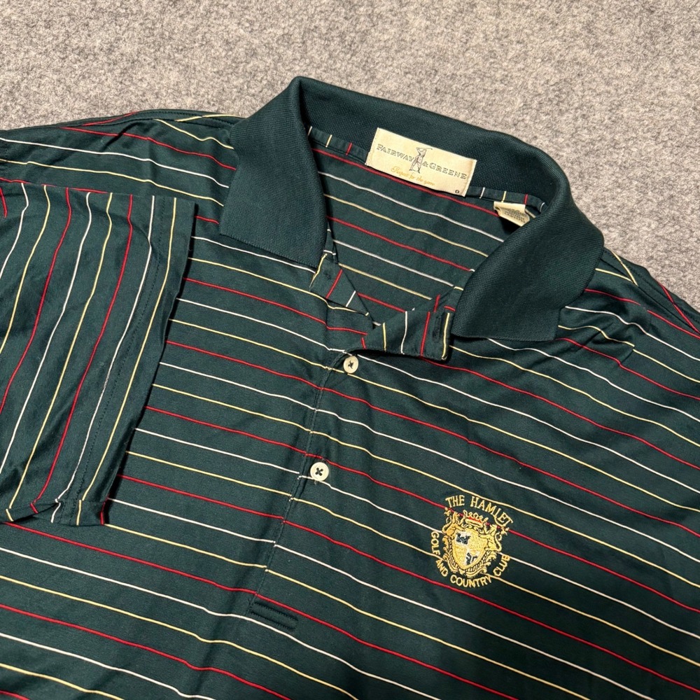 Fairway & Greene Polo Shirt Mens XL Striped Cotton Short Sleeve Hamlet Golf